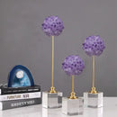 GobekUsa Crystal Flower Glass Craft Hyalinite Sculpture Metal Decorative Figurine