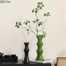 GobekUsa Bamboo Shape Ceramic Vase: Table Decoration & Floral Arrangement in Room