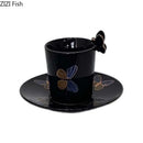 Elegant black butterfly ceramic tea cup and saucer set dining room by Decorbites