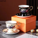 GobekUsa Fruits Pattern Ceramic Coffee Mug Set Gold-plated Tea Cup Saucer Dining Juice Container