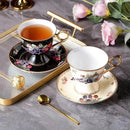 GobekUsa Fruits Pattern Ceramic Coffee Mug Set Gold-plated Tea Cup Saucer Dining Juice Container