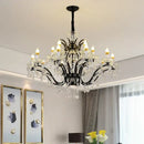 GobekUsa Crystal Candle Chandelier Lighting: Black Pendant Lamps for Dining Kitchen & Farmhouse