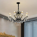 GobekUsa Crystal Candle Chandelier Lighting: Black Pendant Lamps for Dining Kitchen & Farmhouse