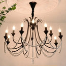 GobekUsa Elegant Black Crystal Chandelier Pendant Light for Living Room