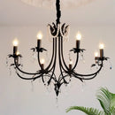 GobekUsa Elegant Black Crystal Chandelier Pendant Light for Living Room