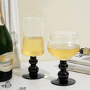 Elegant black goblet glass coffee cup set dining room drinkware by Decorbites