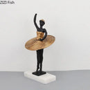 GobekUsa Golden Ballerina Sculpture Desk Ornament Aesthetic Room Decor Figure