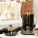 GobekUsa Elegant Black Gold Ceramic Vase for Modern Luxury Flower Decoration