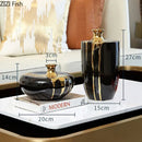 GobekUsa Elegant Black Gold Ceramic Vase for Modern Luxury Flower Decoration