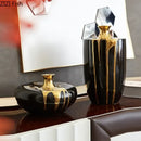 GobekUsa Elegant Black Gold Ceramic Vase for Modern Luxury Flower Decoration