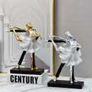 GobekUsa Ballet Dance Girl Double Statue for Home Decor and Desktop Accessories
