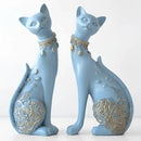 Elegant blue and gold decorbites cat statue living room decor by Decorbites