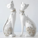 Elegant blue and gold decorbites cat statue living room decor by Decorbites