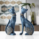 Elegant blue and gold decorbites cat statue living room decor by Decorbites