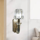 GobekUsa Simple Clear Crystal Tapered Cone Sconce Light Fixture - Elegant 1-Bulb Wall Lighting Idea for Bedrooms