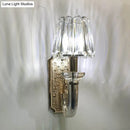 GobekUsa Simple Clear Crystal Tapered Cone Sconce Light Fixture - Elegant 1-Bulb Wall Lighting Idea for Bedrooms