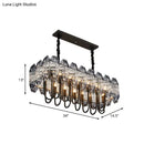 GobekUsa 14-Head Crystal Flute Hanging Ceiling Light in Swirled Black - Sleek Island Lighting Idea