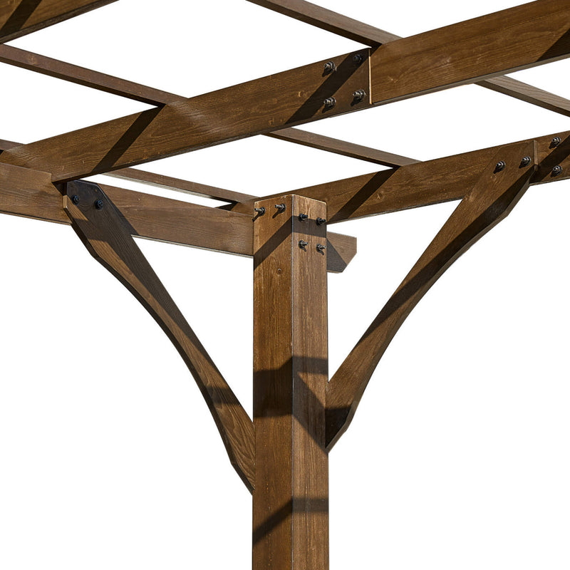[10x12FT] Premium Outdoor Brown Cedar Wood Pergola For Spacious Patios (SAK45639)