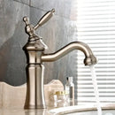GobekUsa Brushed Nickel Brass Basin Faucet Swivel Spout Single Handle Hot Cold Mixer