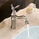 GobekUsa Brushed Nickel Brass Basin Faucet Swivel Spout Single Handle Hot Cold Mixer