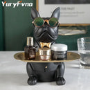 GobekUsa French Bulldog Figurine Tray Sculpture Coin Bank Home Decor Statue