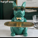 GobekUsa French Bulldog Figurine Tray Sculpture Coin Bank Home Decor Statue