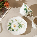 Elegant camellia porcelain cup and saucer – dining room floral tea set by Decorbites