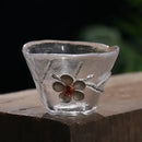 Elegant carved tin glass tea cup set dining room glassware by Decorbites