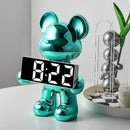 GobekUsa Elegant Bear Clock Ornament for Home Decor and Living Room Craftmanship