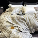 GobekUsa 1200TC Egyptian Cotton Satin Jacquard Patchwork Bedding Set with Silky Finish