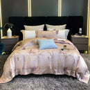 GobekUsa 1200TC Egyptian Cotton Satin Jacquard Patchwork Bedding Set with Silky Finish
