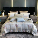 GobekUsa 1200TC Egyptian Cotton Satin Jacquard Patchwork Bedding Set with Silky Finish