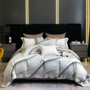 GobekUsa 1200TC Egyptian Cotton Satin Jacquard Patchwork Bedding Set with Silky Finish