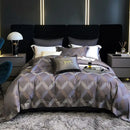 GobekUsa 1200TC Egyptian Cotton Satin Jacquard Patchwork Bedding Set with Silky Finish