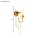 GobekUsa Gold Crystal Chain Wall Sconce Candlestick Light - Elegant 1-Head Fixture