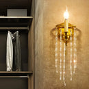 GobekUsa Gold Crystal Chain Wall Sconce Candlestick Light - Elegant 1-Head Fixture