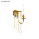 GobekUsa Gold Crystal Chain Wall Sconce Candlestick Light - Elegant 1-Head Fixture