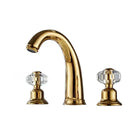 GobekUsa Crystal Handle Gold Basin Faucet, Widespread Sink Tap, Hot/Cold Mixer