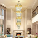 GobekUsa Elegant Crystal Hollow Long Chandelier for Duplex Living Room and Stairwell