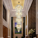 GobekUsa Elegant Crystal Hollow Long Chandelier for Duplex Living Room and Stairwell