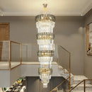 GobekUsa Elegant Crystal Hollow Long Chandelier for Duplex Living Room and Stairwell