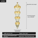 GobekUsa Elegant Crystal Hollow Long Chandelier for Duplex Living Room and Stairwell