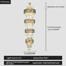 GobekUsa Elegant Crystal Hollow Long Chandelier for Duplex Living Room and Stairwell