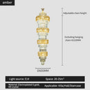GobekUsa Elegant Crystal Hollow Long Chandelier for Duplex Living Room and Stairwell