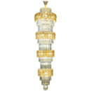 GobekUsa Elegant Crystal Hollow Long Chandelier for Duplex Living Room and Stairwell