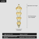 GobekUsa Elegant Crystal Hollow Long Chandelier for Duplex Living Room and Stairwell