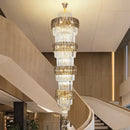 GobekUsa Elegant Crystal Hollow Long Chandelier for Duplex Living Room and Stairwell