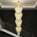 GobekUsa Elegant Crystal Hollow Long Chandelier for Duplex Living Room and Stairwell