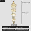 GobekUsa Elegant Crystal Hollow Long Chandelier for Duplex Living Room and Stairwell