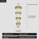 GobekUsa Elegant Crystal Hollow Long Chandelier for Duplex Living Room and Stairwell